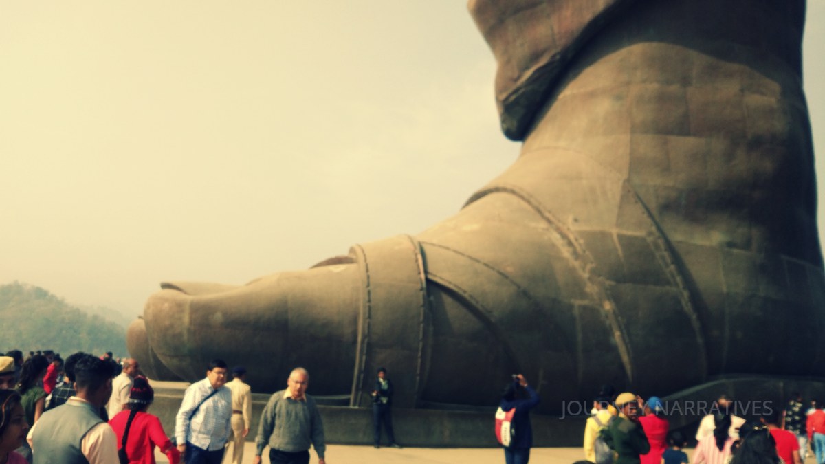 Base view of the Statue of Unity in Gujarat, the world's tallest statue dedicated to Sardar Vallabhbhai Patel