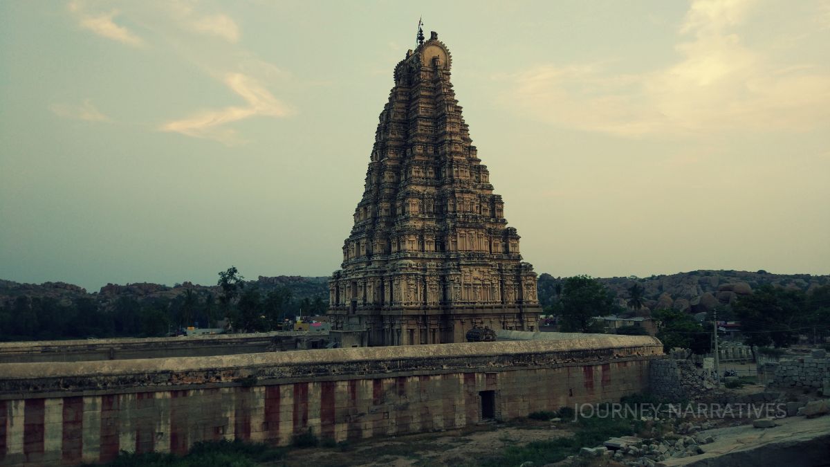 Historic temple ruins in Hampi, Karnataka, showcasing the architectural legacy of the Vijayanagara Empire