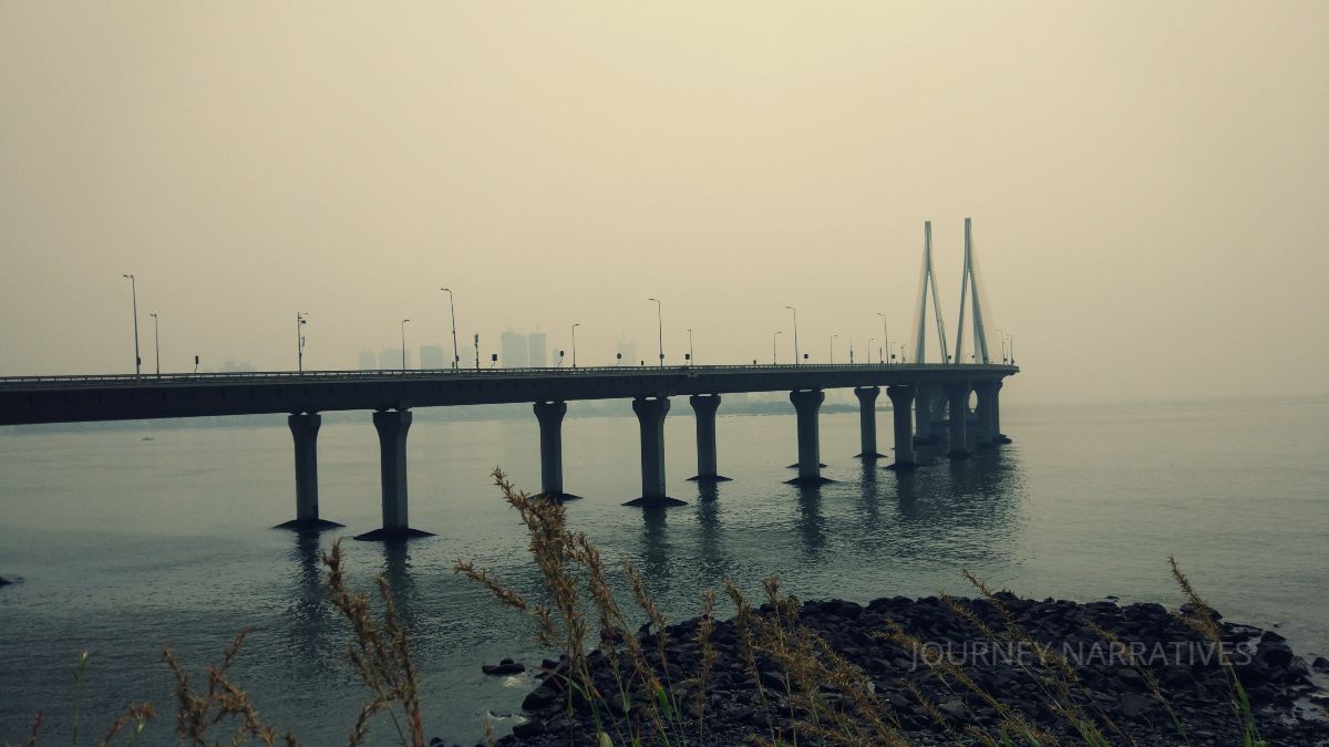 Bandra Worli Sea Link viewed from Bandra Fort, an iconic symbol of modern Mumbai infrastructure