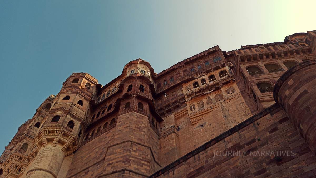 Interior view of Mehrangarh Fort in Jodhpur displaying royal architecture and heritage
