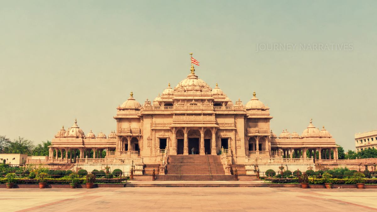 Akshardham Temple in Gandhinagar displaying intricate architecture and spiritual significance