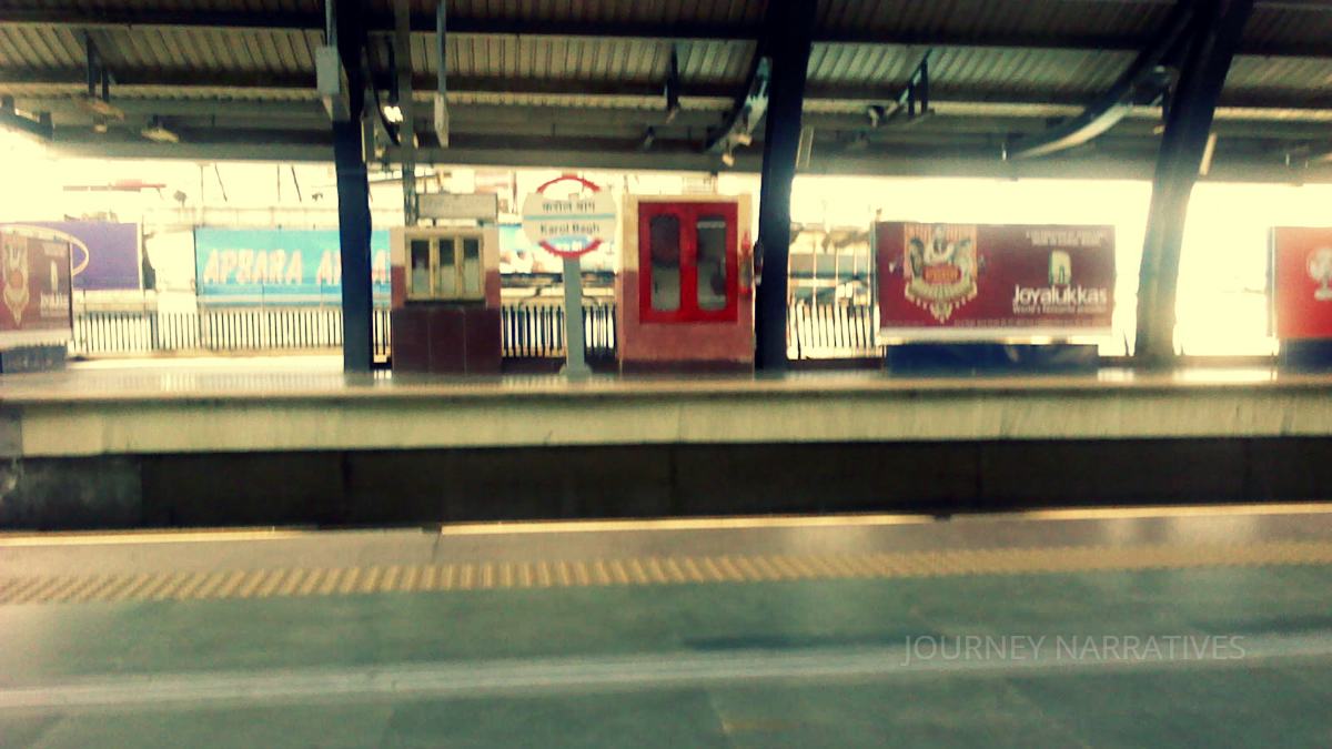 Interior view of a Delhi Metro station showcasing modern public transport infrastructure in India's capital city