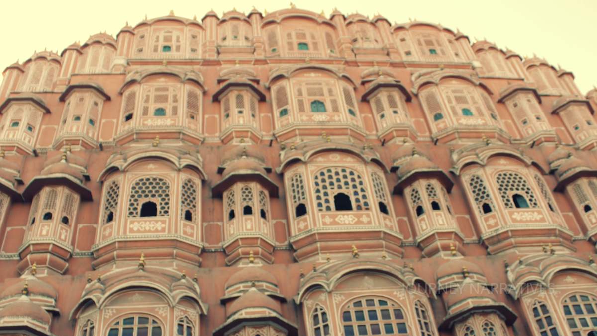 Exterior view of Hawa Mahal in Jaipur, one of Rajasthan's most famous architectural landmarks