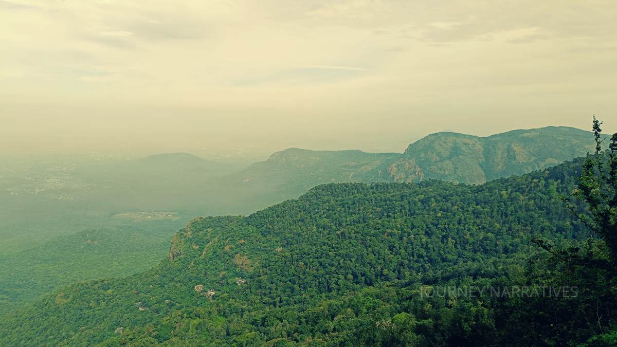 Scenic mountain views in Yercaud, a peaceful hill station nestled in the Shevaroy Hills of Tamil Nadu