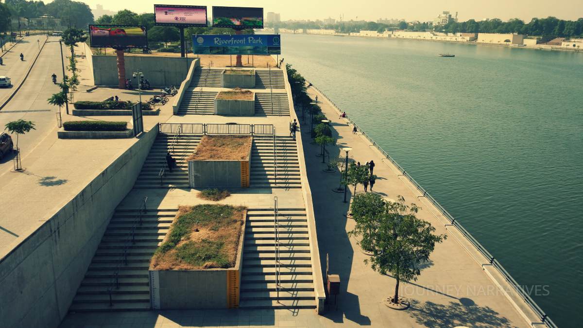 Sabarmati Riverfront in Ahmedabad featuring modern urban development and recreational spaces