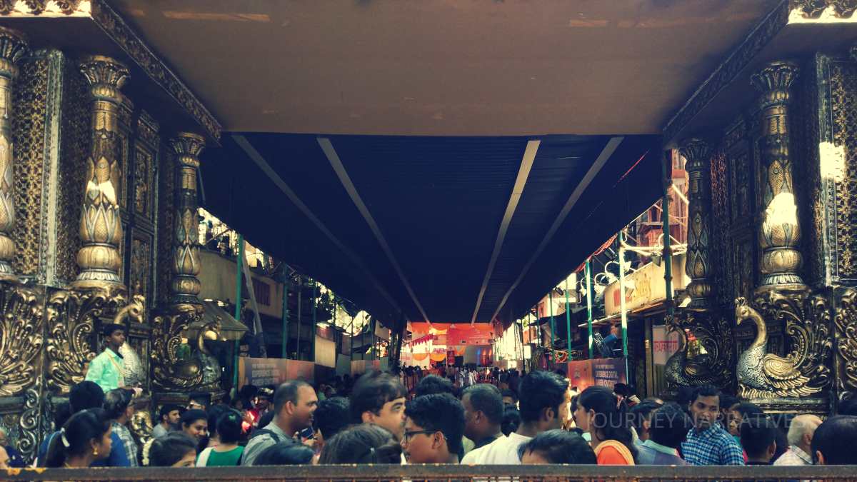 Lalbaugcha Raja festival pavilion during Ganesh Chaturthi celebrations in Mumbai