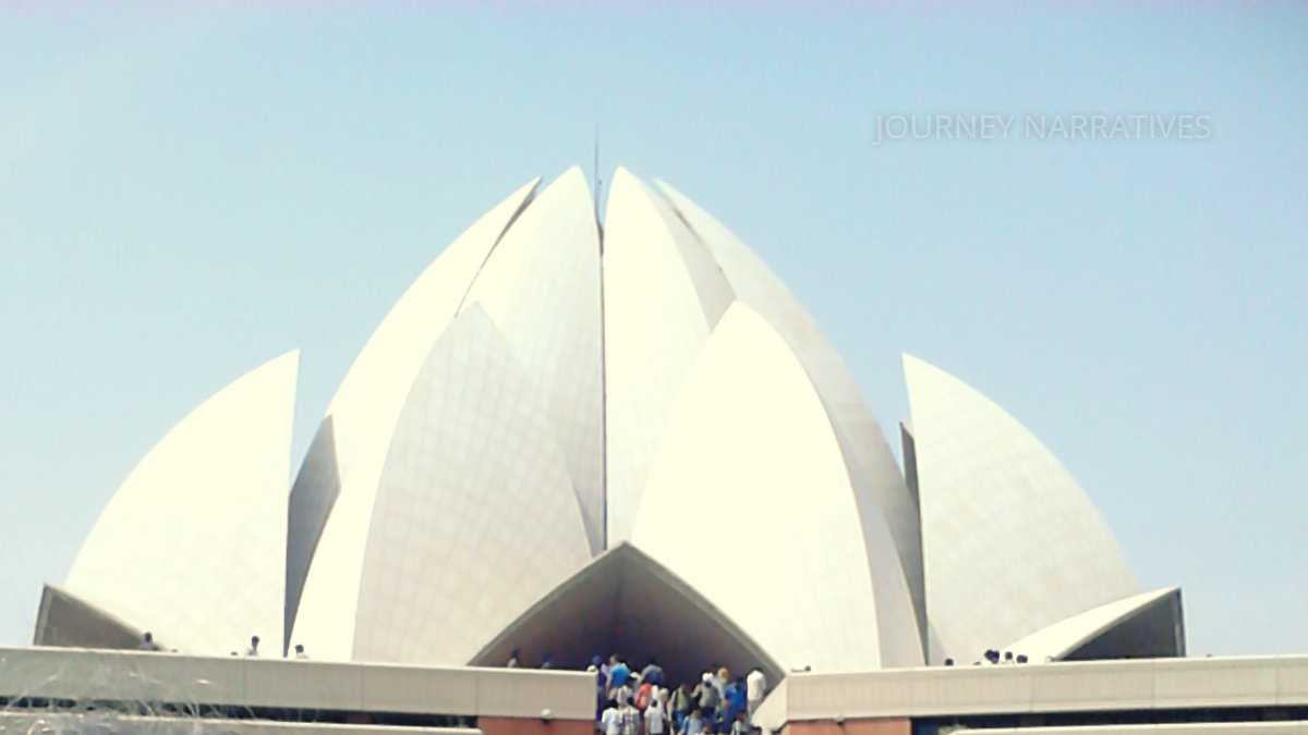 Lotus Temple in New Delhi, an architectural landmark known for its lotus-inspired design and peaceful atmosphere