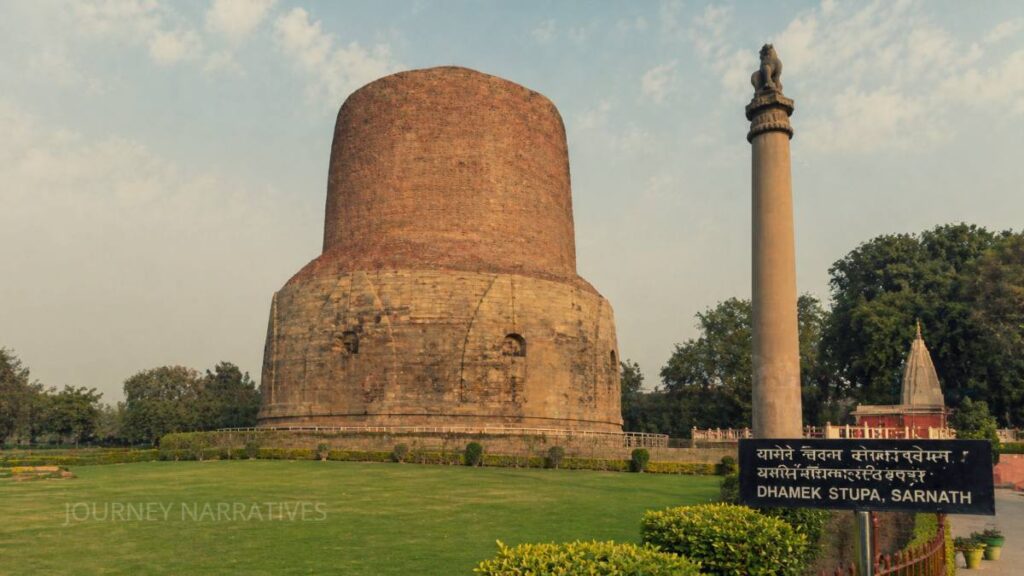 Historic Buddhist monument in Sarnath where Gautama Buddha delivered his first sermon after enlightenment