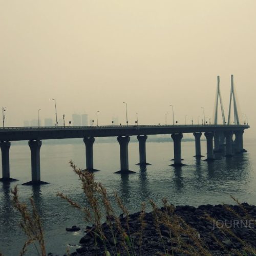 Bandra Worli Sea Link viewed from Bandra Fort, an iconic symbol of modern Mumbai infrastructure
