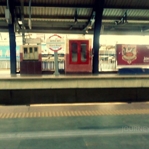 Interior view of a Delhi Metro station showcasing modern public transport infrastructure in India's capital city