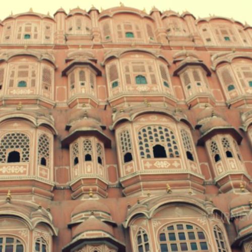 Exterior view of Hawa Mahal in Jaipur, one of Rajasthan's most famous architectural landmarks