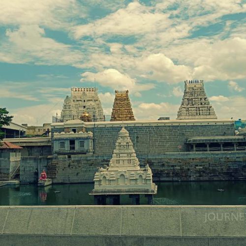 Interior of Kamakshi Amman Temple in Kanchipuram, reflecting the city's rich temple heritage