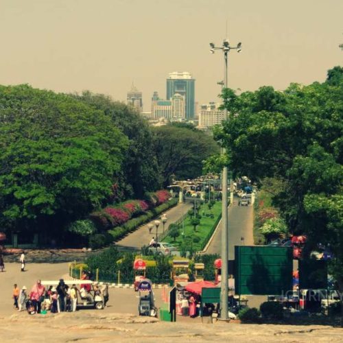 Landscaped gardens and greenery inside Lalbagh Botanical Garden in Bengaluru