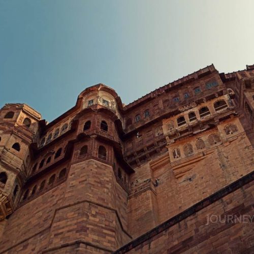Interior view of Mehrangarh Fort in Jodhpur displaying royal architecture and heritage
