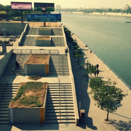 Sabarmati Riverfront in Ahmedabad featuring modern urban development and recreational spaces