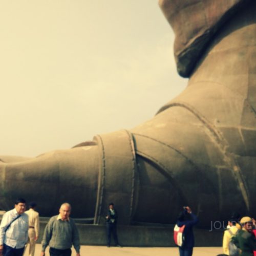 Base view of the Statue of Unity in Gujarat, the world's tallest statue dedicated to Sardar Vallabhbhai Patel