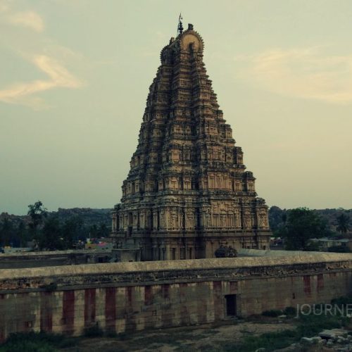 Historic temple ruins in Hampi, Karnataka, showcasing the architectural legacy of the Vijayanagara Empire